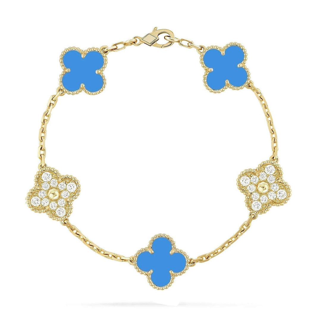 [Amore Jewels] CLOVER 5 MOTIF BLUE AGATE BRACELET COLLECTION