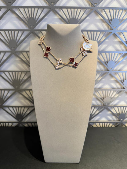 [Amore Jewels]CLOVER 20 MOTIFS LASER CARNELIAN NECKLACE