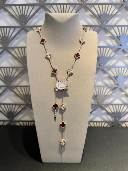 [Amore Jewels]CLOVER 20 MOTIFS LASER CARNELIAN NECKLACE