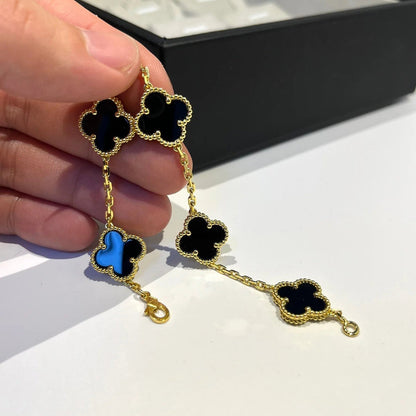 [Amore Jewels] CLOVER 5 MOTIF ONYXS BRACELET COLLECTION