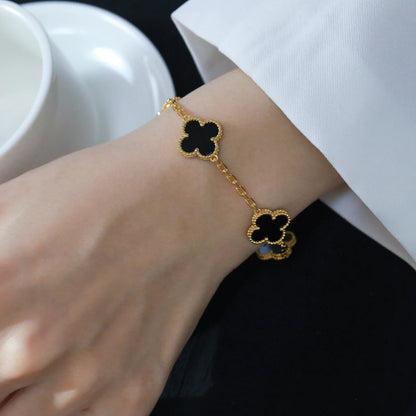 [Amore Jewels] CLOVER 5 MOTIF ONYXS BRACELET COLLECTION
