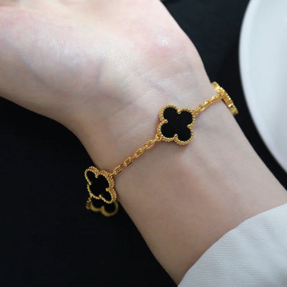 [Amore Jewels] CLOVER 5 MOTIF ONYXS BRACELET COLLECTION