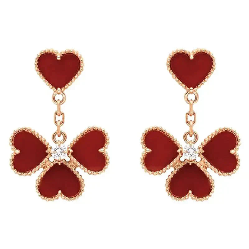 [Amore Jewels]SWEET CLOVER CARNELIAN EARRINGS