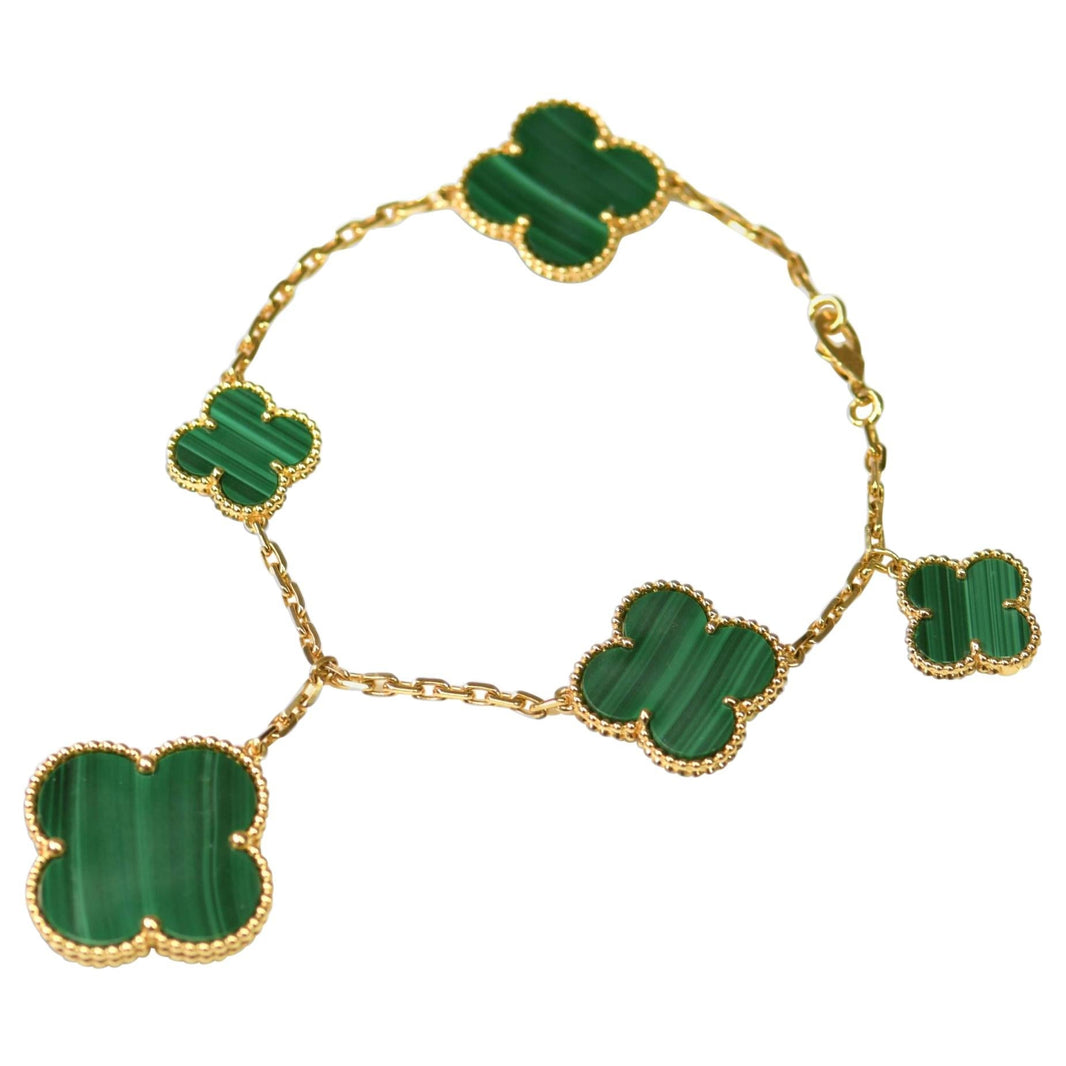 [Amore Jewels]MAGIC CLOVER MALACHITE GOLD BRACELET 5 MOTIFS