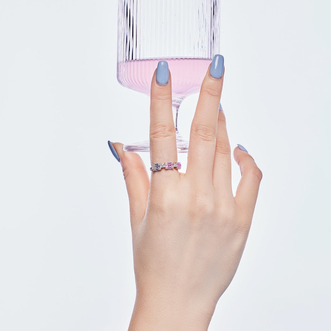 [Amore Jewels]Unique Colorful Emerald Cut Party Ring