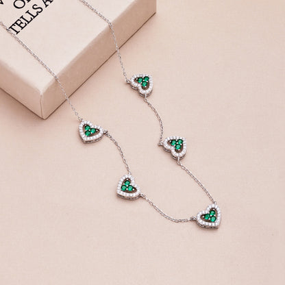 [Amore Jewels]Sparkling Five Heart Necklace