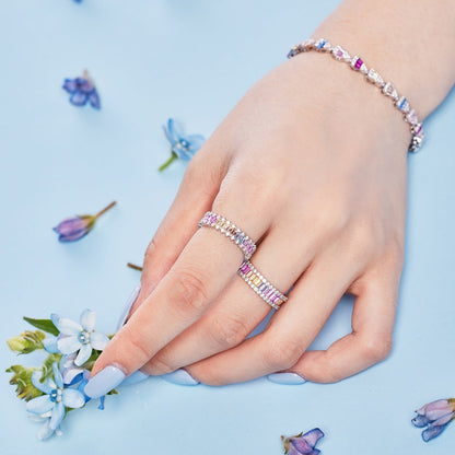 [Amore Jewels]Dainty Kaleidoscopic Emerald Cut Daily Ring