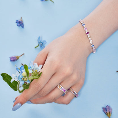 [Amore Jewels]Dainty Kaleidoscopic Emerald Cut Daily Ring