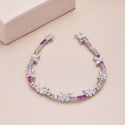 [Amore Jewels]Ornate Colorful Butterfly Shape Round Cut Daily Bracelet