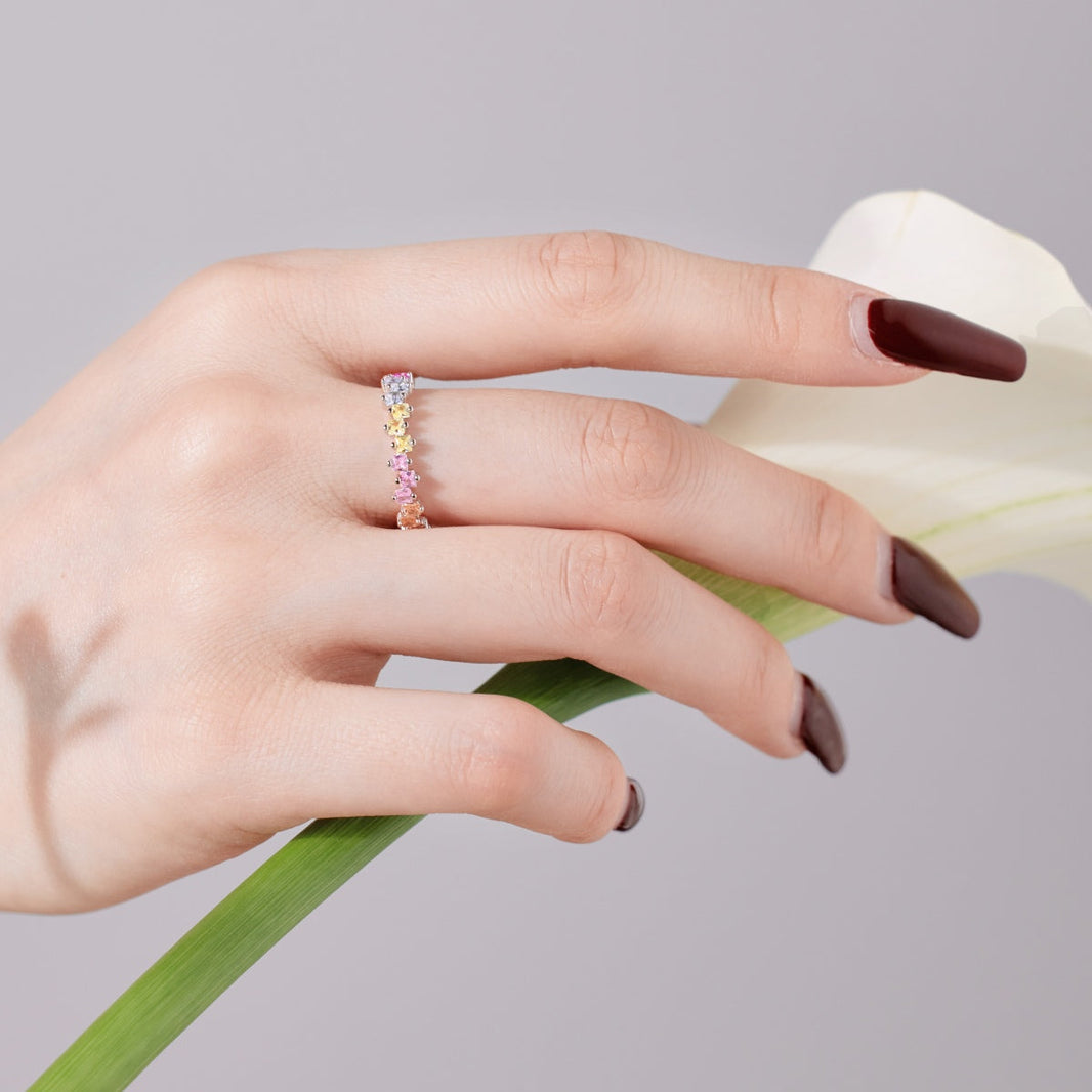 [Amore Jewels]Mixed Colorful Square Staggered Rings