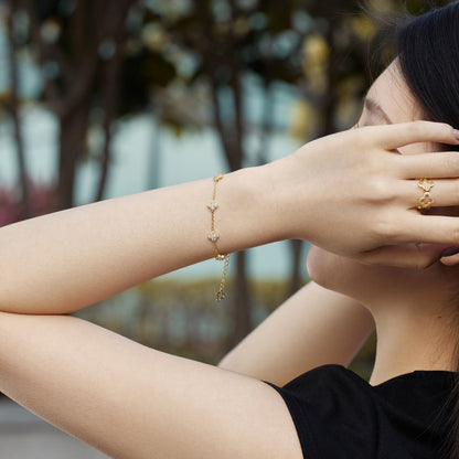 [Amore Jewels]Four-Leaf Clover Hollow Butterfly Bracelet