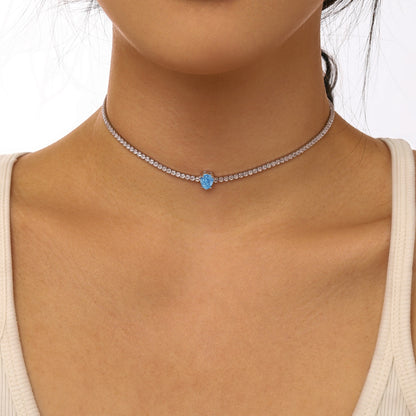[Amore Jewels]1.0 carat Unique Pear Cut Tennis Necklace
