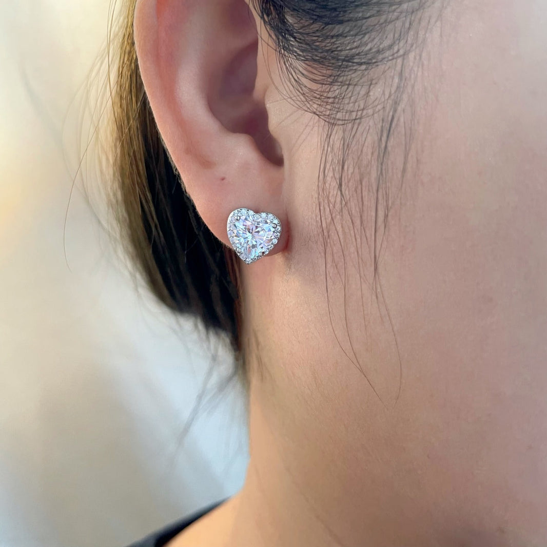 [Amore Jewels]Sparkling Heart Shape Lover Earrings