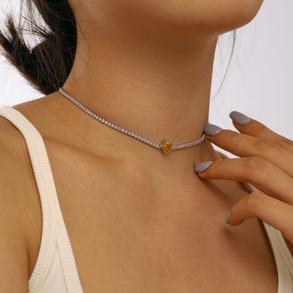 [Amore Jewels]1.0 carat Unique Pear Cut Tennis Necklace