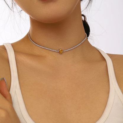 [Amore Jewels]1.0 carat Unique Pear Cut Tennis Necklace