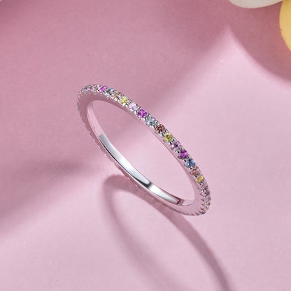 [Amore Jewels]Ornate Colorful Round Cut Tennis Ring