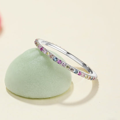[Amore Jewels]Ornate Colorful Round Cut Tennis Ring