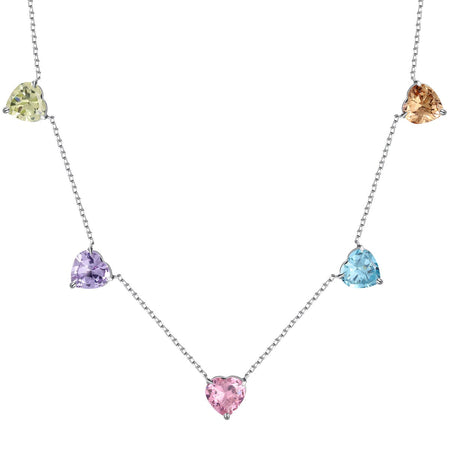 [Amore Jewels]Sparkling Colorful Heart Cut Necklace