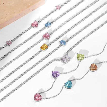 [Amore Jewels]Dazzling Pink Heart Flower Necklace