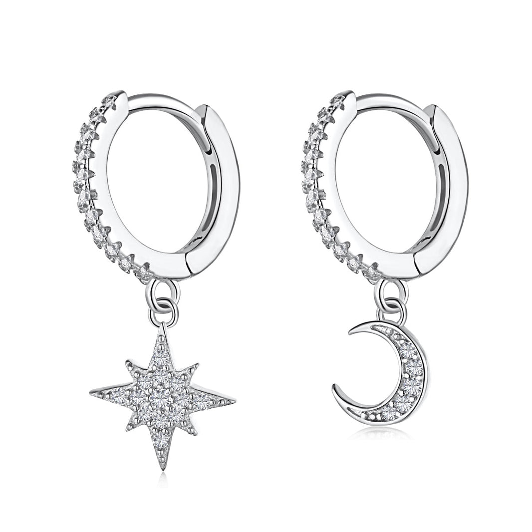 [Amore Jewels]Star and Moon Asymmetric Earrings