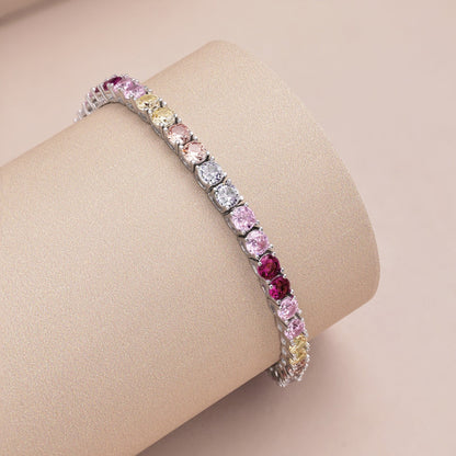 [Amore Jewels]Radiant Colorful Round Cut Tennis Bracelet