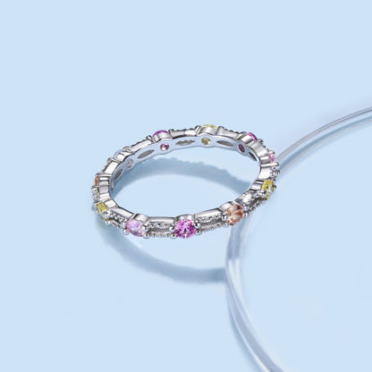[Amore Jewels]Sparkling Colorful Round Cut Tennis Ring