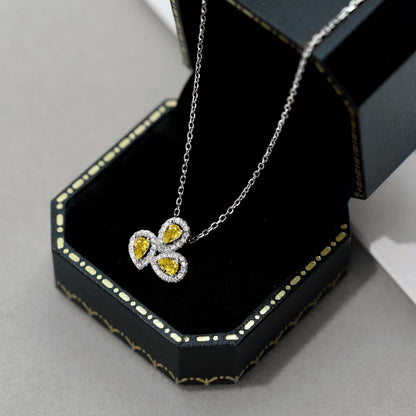 [Amore Jewels]Elegant Flower Shape Pear Cut Necklace