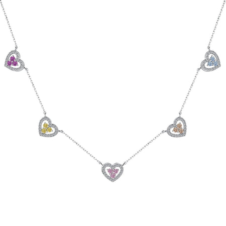 [Amore Jewels]Sparkling Five Heart Necklace