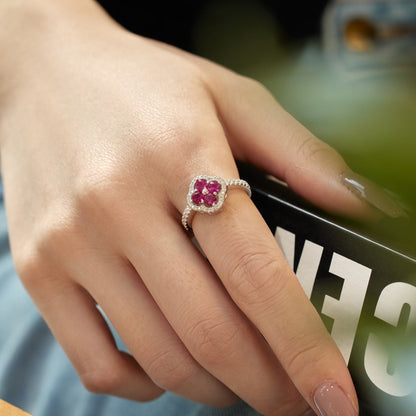 [Amore Jewels]Four Leaf Clover Flower Design Ring
