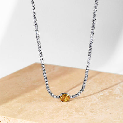 [Amore Jewels]1.0 Carat Shining Oval Cut Necklace