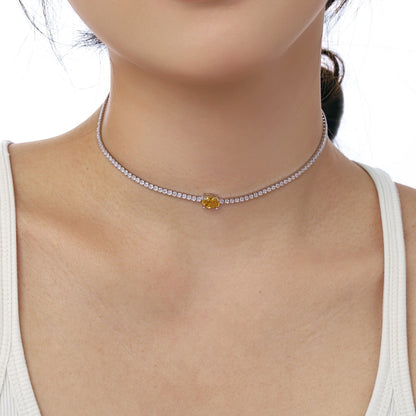 [Amore Jewels]1.0 Carat Shining Oval Cut Necklace