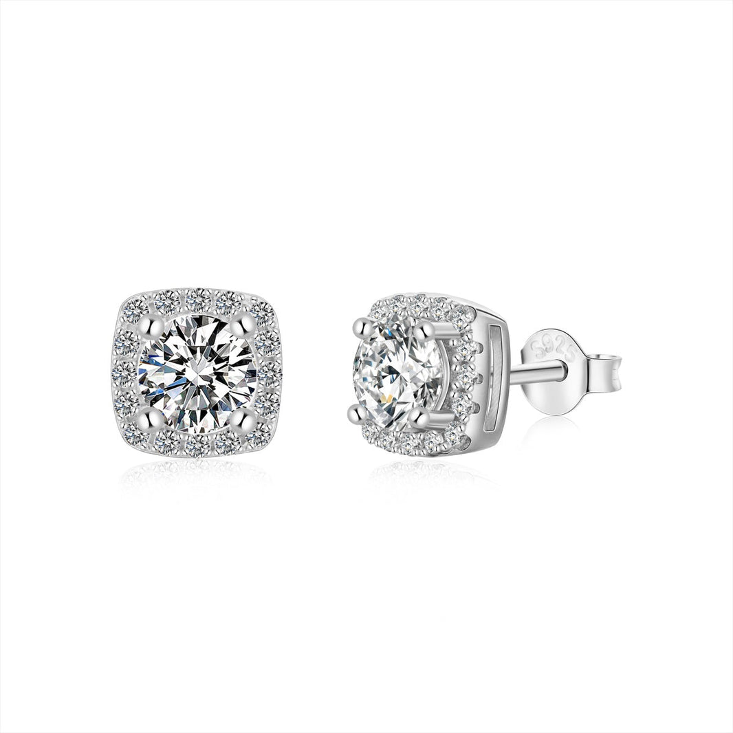 [Amore Jewels]Classic Round Center Stone Stud Earrings