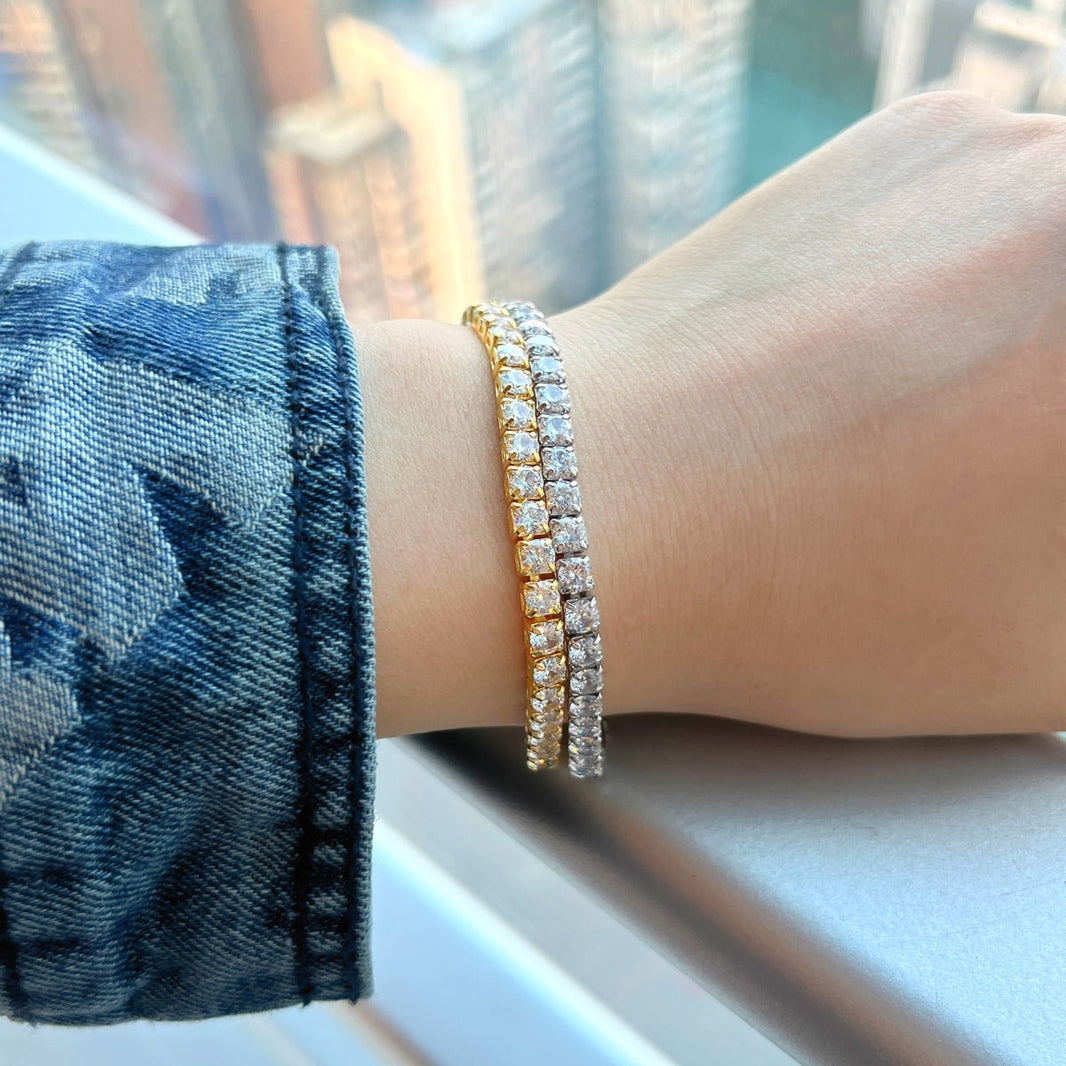 [Amore Jewels]Sparkling Radiant Princess Cut Tennis Bracelet