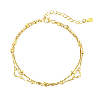 [Amore Jewels]Dainty Double Layer Love Heart Bracelet