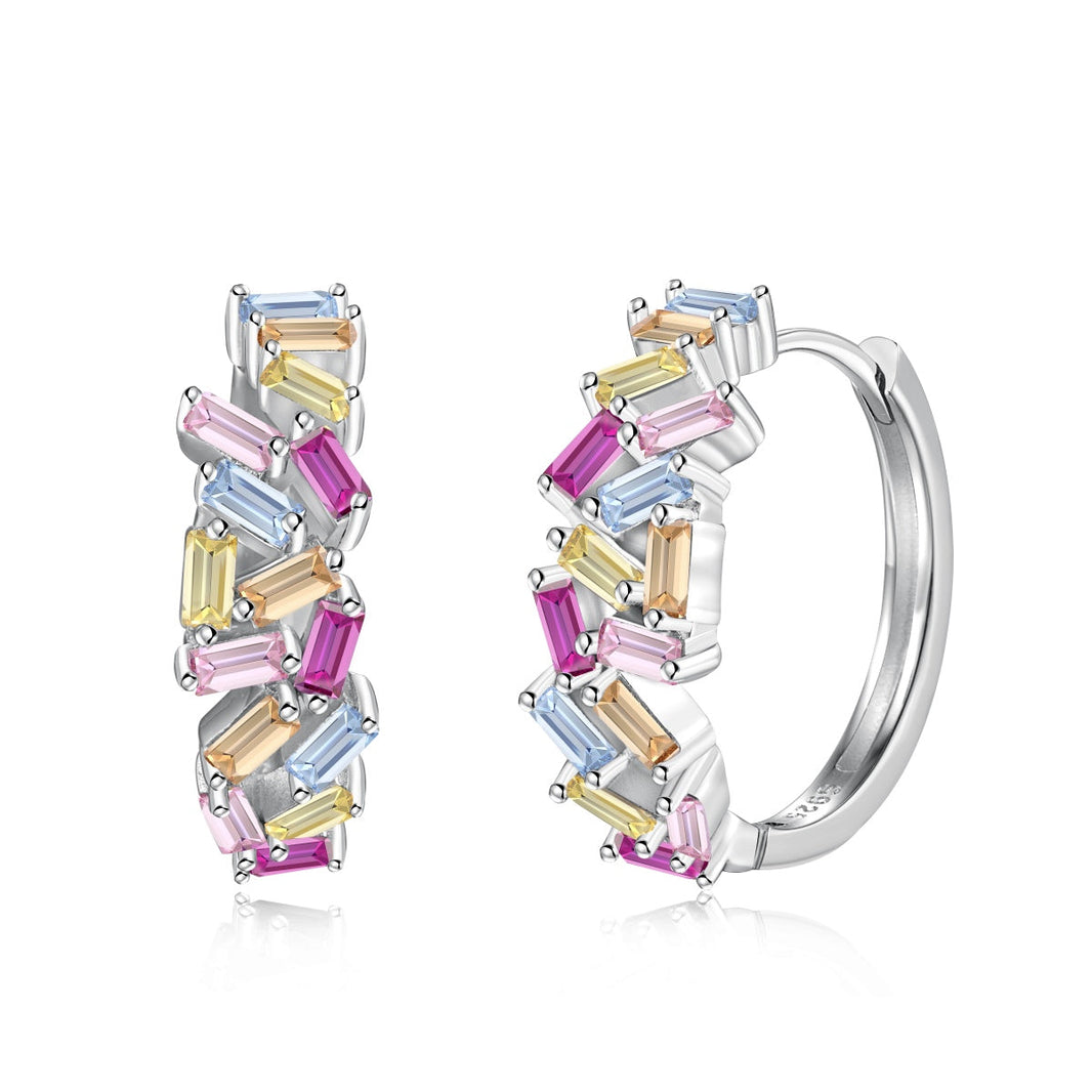 [Amore Jewels]Dazzling Colorful Emerald Cut Daily Earrings