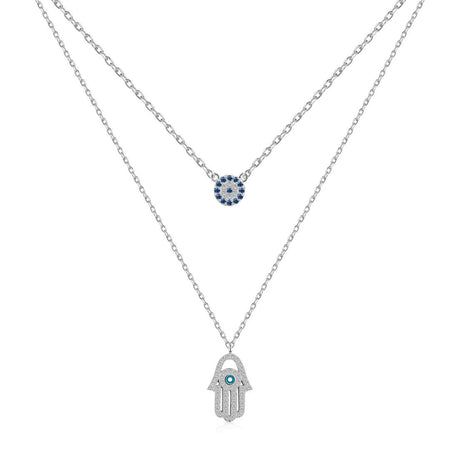 [Amore Jewels]Demon Eye Hamsa Palm Necklace