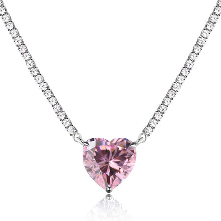[Amore Jewels]8.0 Carat Versatile Colorful Sweet Heart-Shaped Tennis Necklace