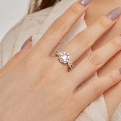 [Amore Jewels]Delicate Colorful Round Cut Flower Shape Wedding Ring