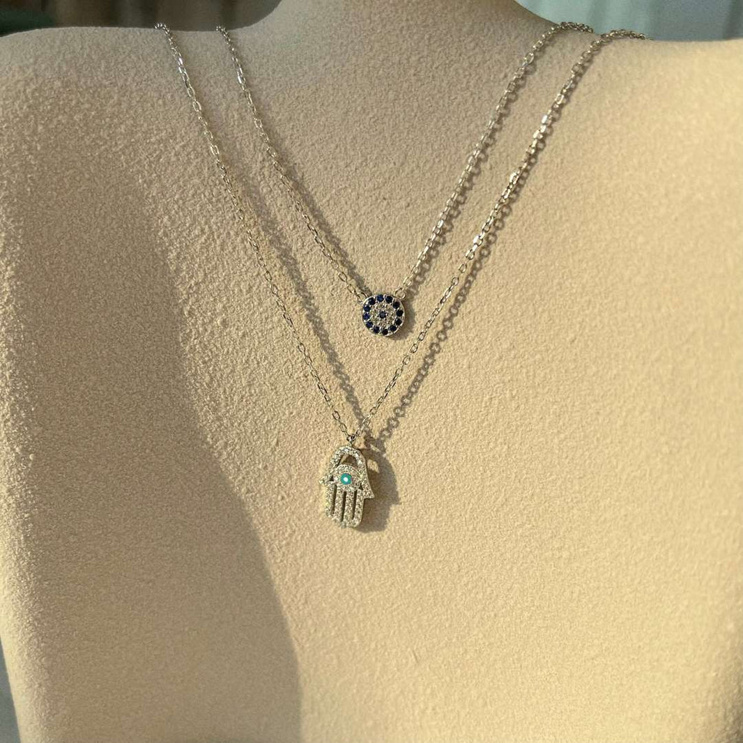 [Amore Jewels]Demon Eye Hamsa Palm Necklace