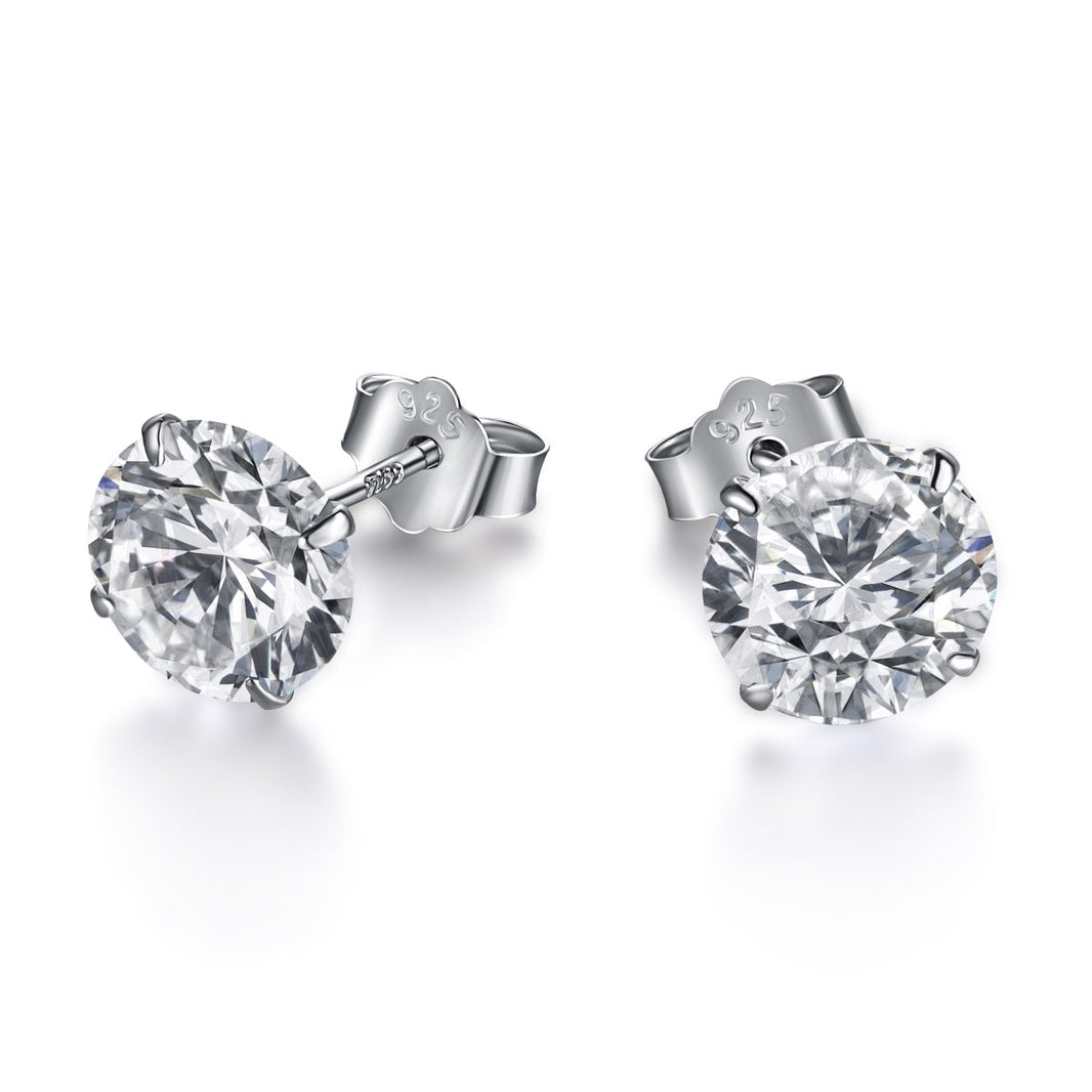 [Amore Jewels]Stylish Shiny Round Center Stone Stud Earrings