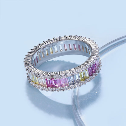 [Amore Jewels]Dainty Kaleidoscopic Emerald Cut Daily Ring