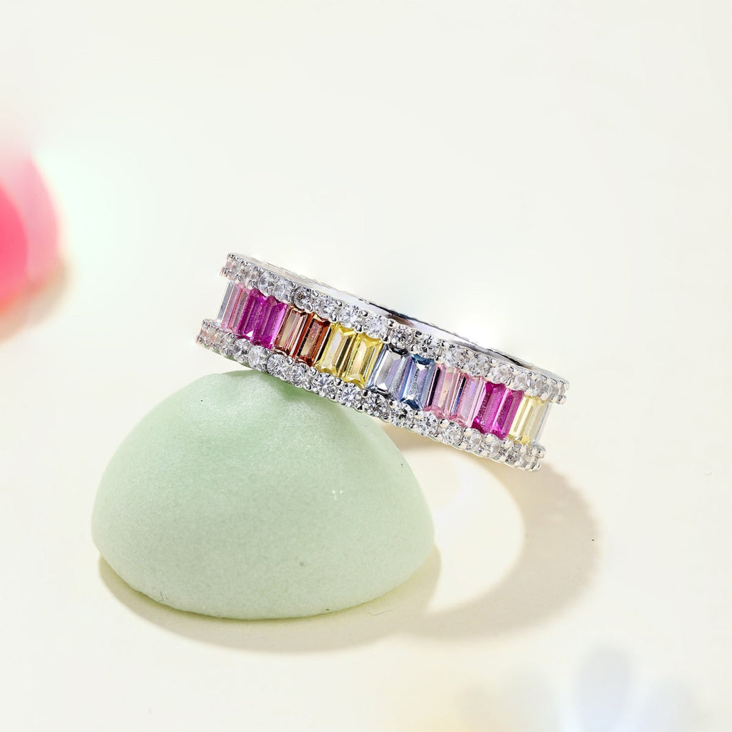 [Amore Jewels]Dainty Kaleidoscopic Emerald Cut Daily Ring