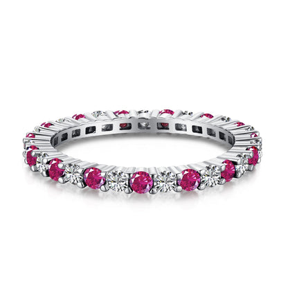 [Amore Jewels]Exquisite Colorful Round Cut Tennis Ring