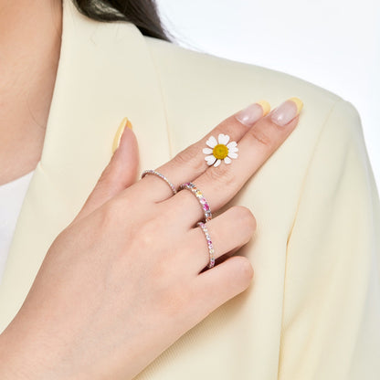 [Amore Jewels]Ornate Colorful Round Cut Tennis Ring