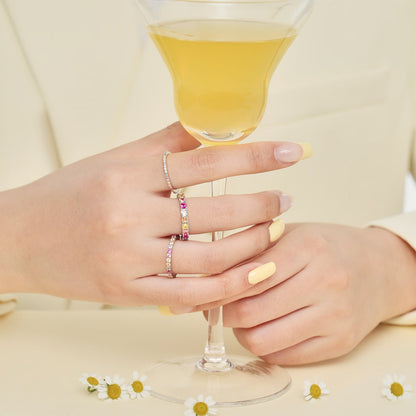 [Amore Jewels]Ornate Colorful Round Cut Tennis Ring