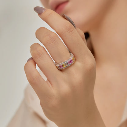 [Amore Jewels]Dainty Colorful Radiant Cut Daily Ring