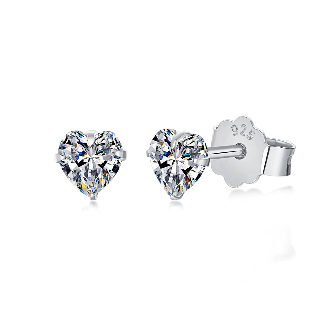 [Amore Jewels]Sparkling Heart Shaped Simple Earrings