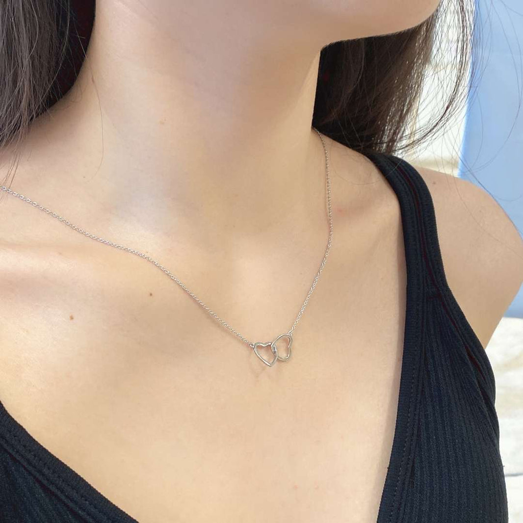 [Amore Jewels]Sterling Silver Love Double Ring Necklace