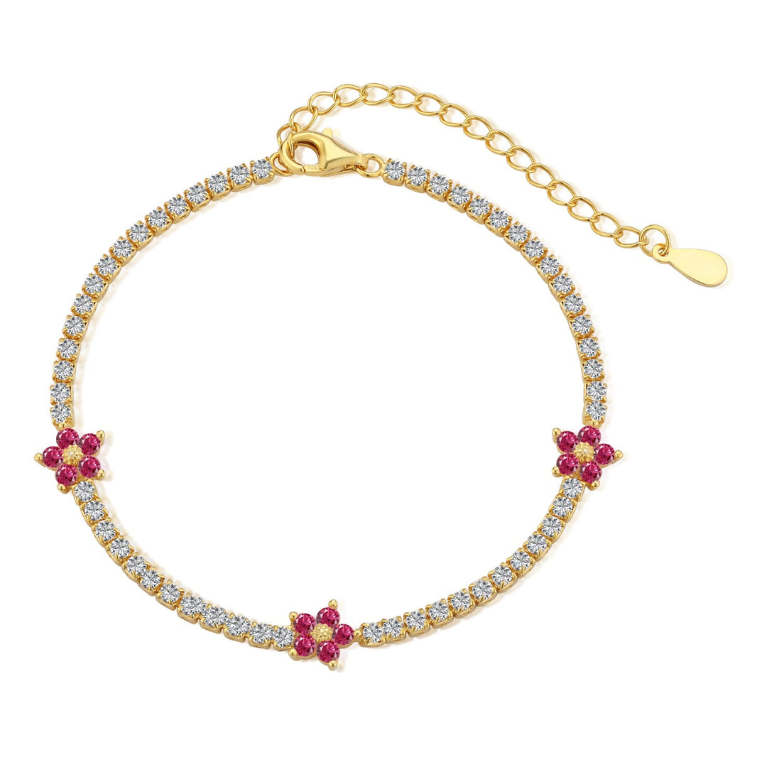 [Amore Jewels]Sparkling Flower Shape Tennis Bracelet