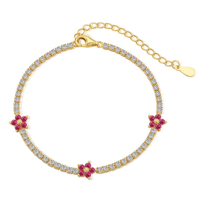 [Amore Jewels]Sparkling Flower Shape Tennis Bracelet